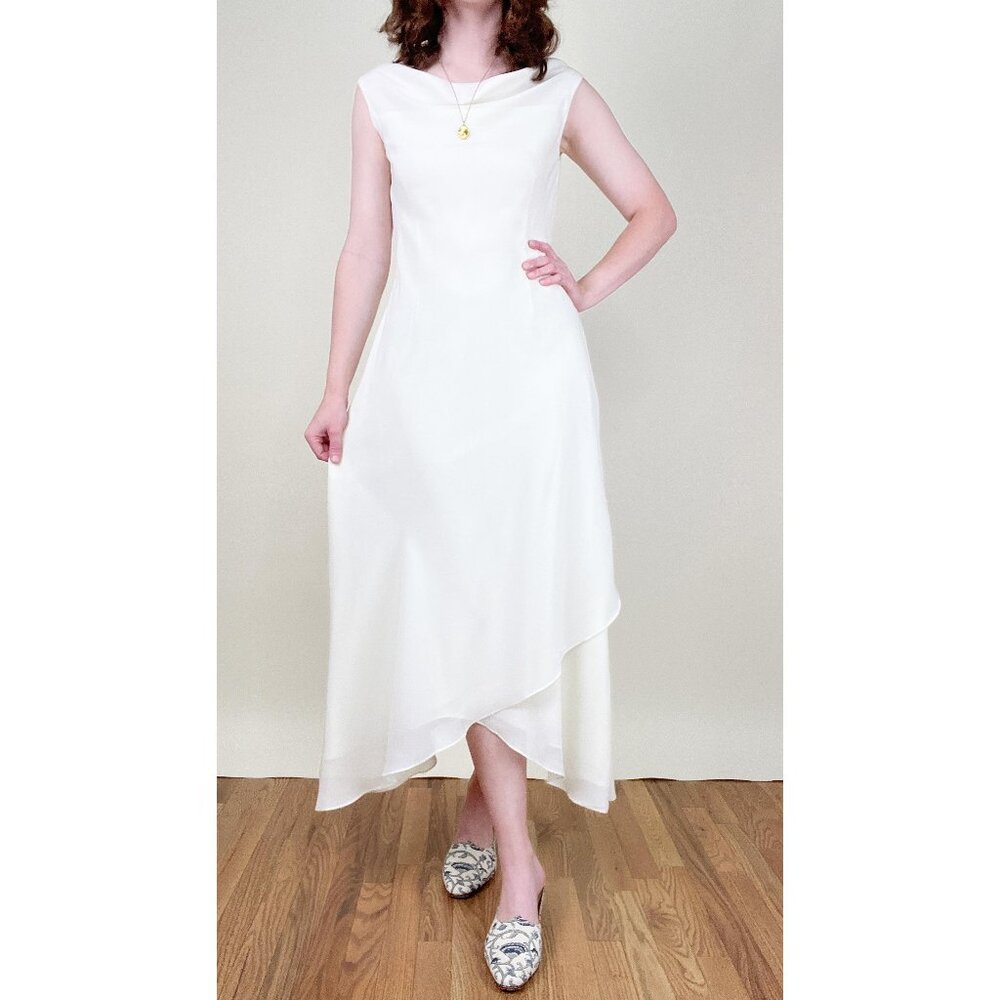 Vintage White Asymmetrical Wedding Dress